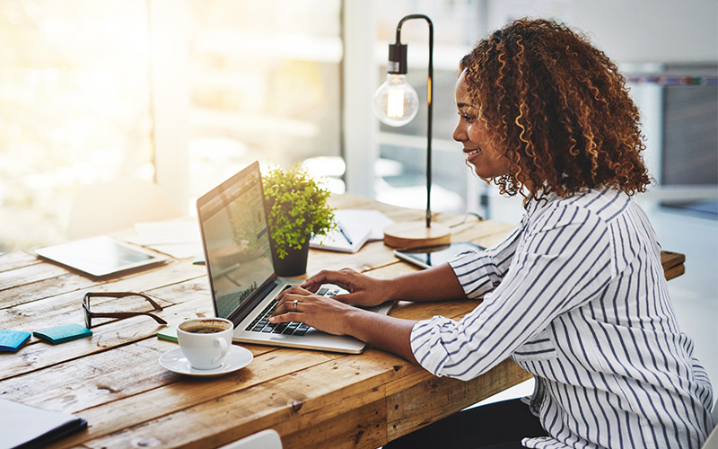 Woman using laptop